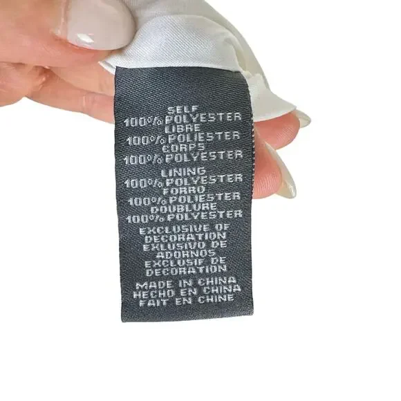 Vince Camuto White Satin Pleated Waistline Sleeveless Knee Length Dress POCKETS - Picture 8 of 9